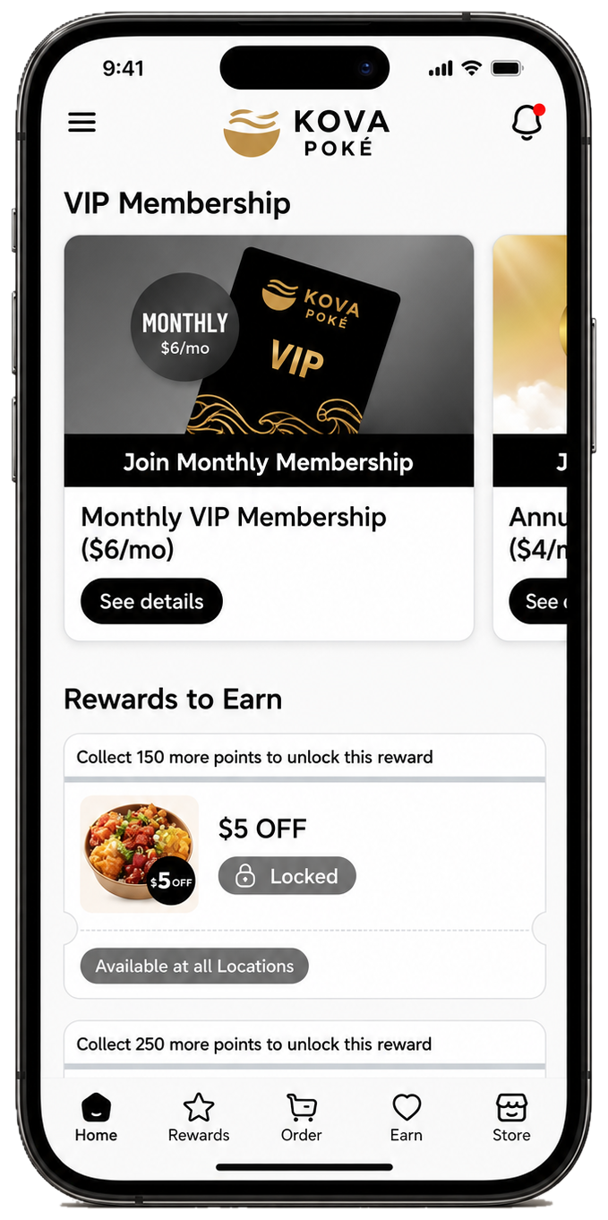 A VIP membership screen in the TapMango app