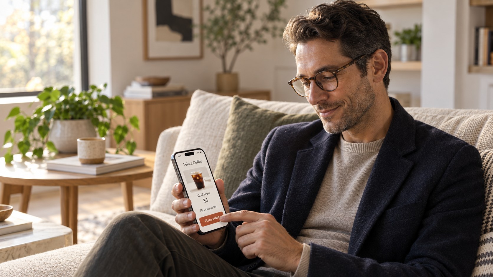 A customer placing an order from their phone