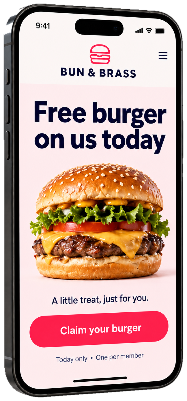 A promotional text message on a phone